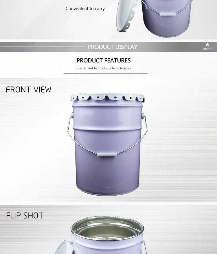 20 Liter Buckets With Lid Tin Bucket With Handle Metal Pail For Paint