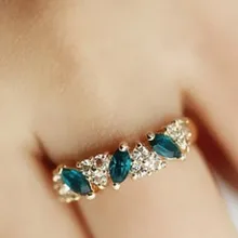 LZ Jewelry Hut R274 R275 The 2016 New Fashion Zinc Alloy Trendy Green Crystal Rings For