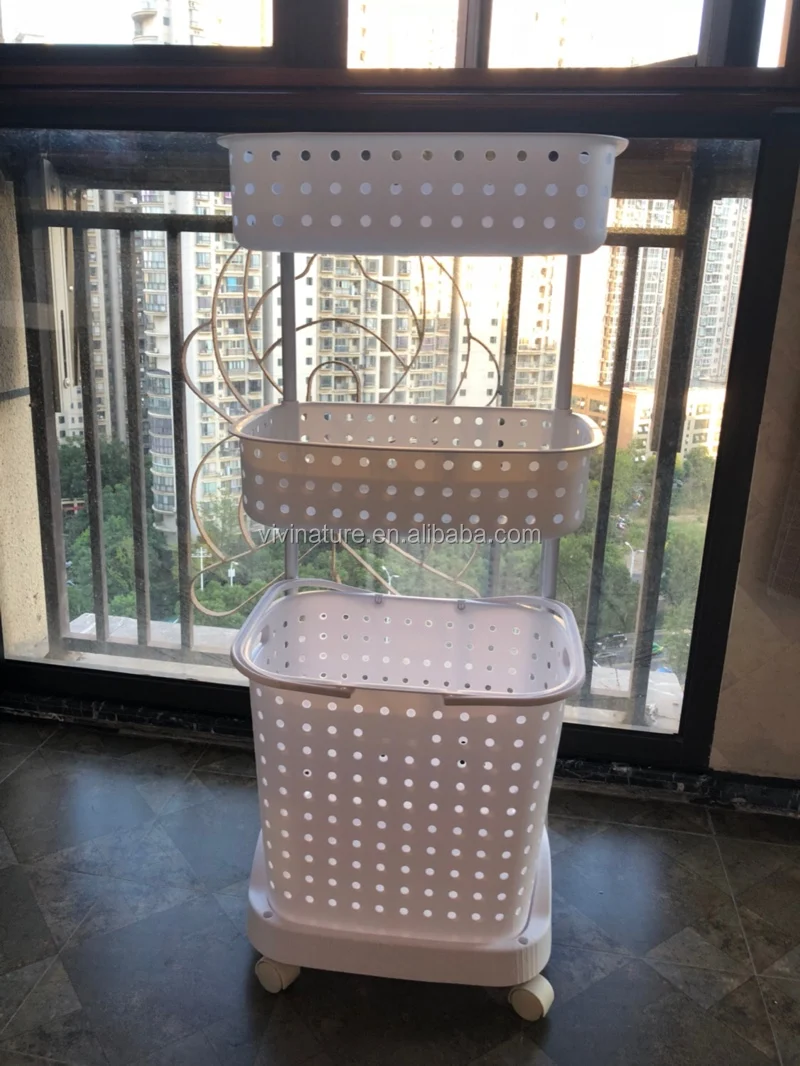 Vivinature Wheeled Plastic Laundry Storage Basket Trolley Buy Plastic