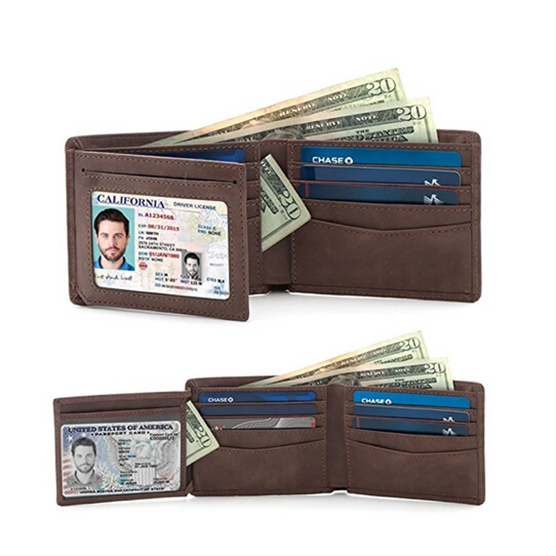 Money Clip Card Holder Genuine Leather RFID Wallet Minimalist Men's ...