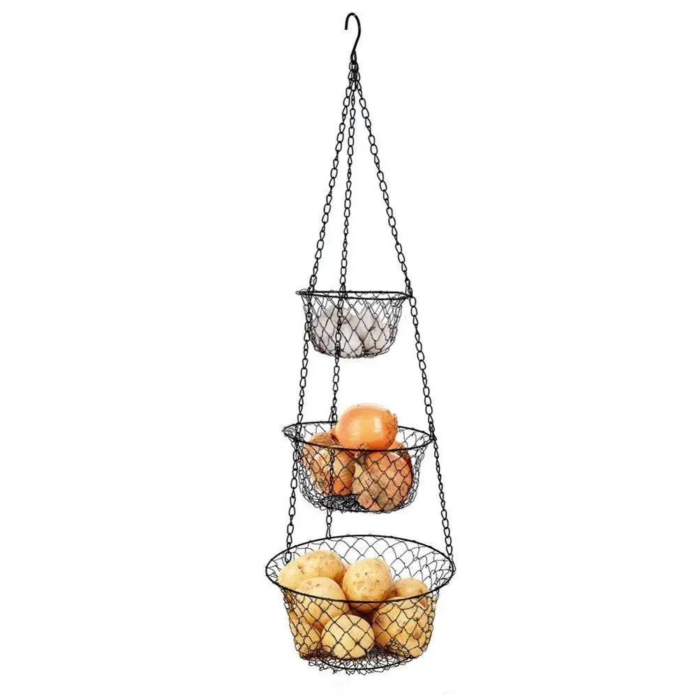 Simple Houseware 3 Tier Decoration Hanging Metal Shop Wire Vegetable ...