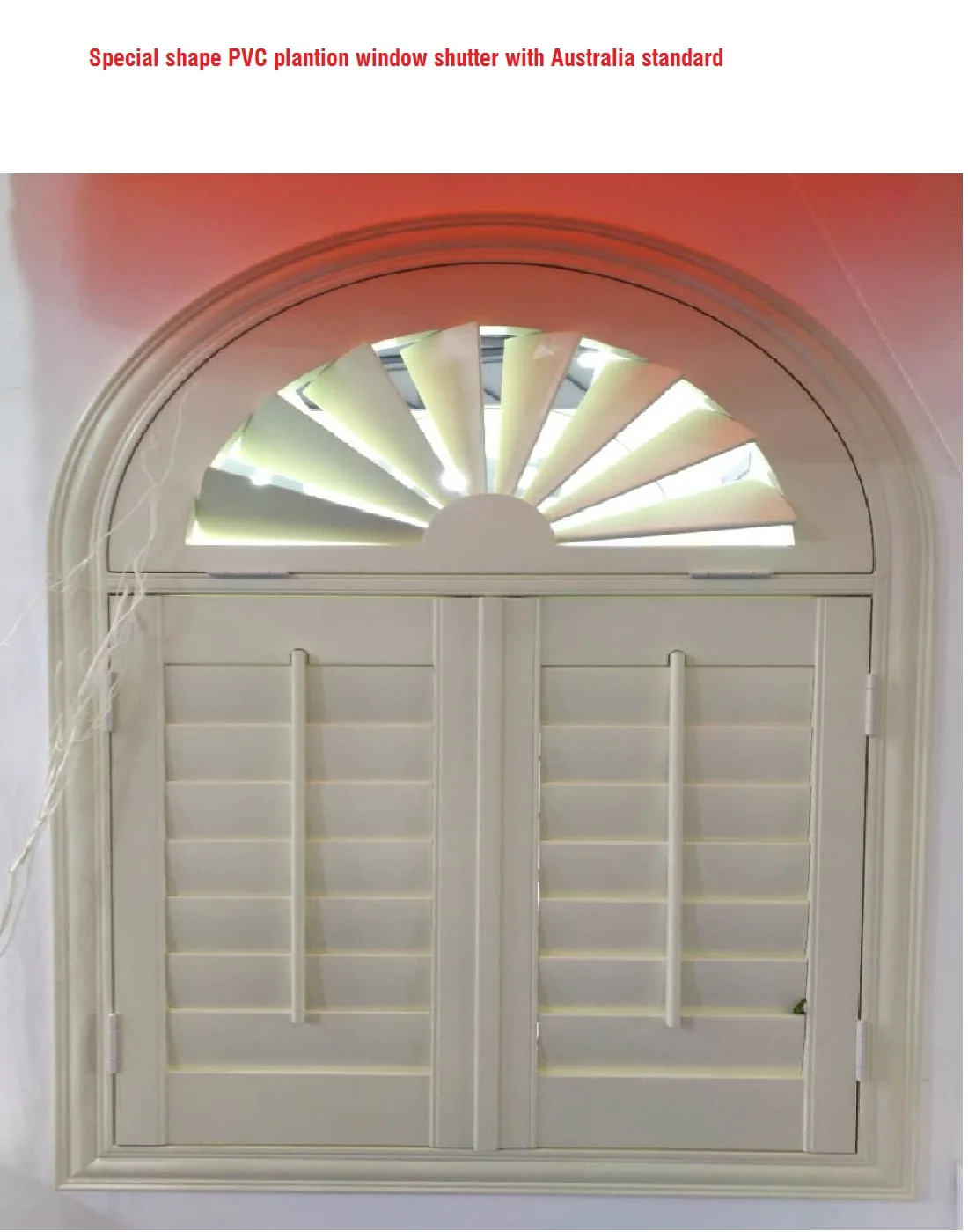 arch shape  PVC plantaion window shutters