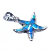 Hawaiian Jewelry 925 Sterling Silver Blue Opal Starfish Charm Pendant
