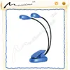 Desk table book reading light clip on with AAA batteries/Dual arms 4/6/8/10 leds buld eye protection soft lightness