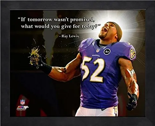 Ray Lewis Baltimore Ravens Pro Quotes Photo (Size: 9" x 11") Framed