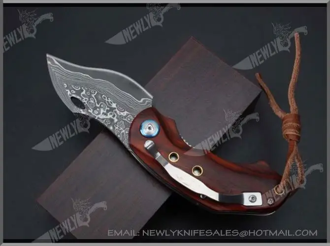 Camping Grey Titanium Blade Pakka Handle Pocket Knife