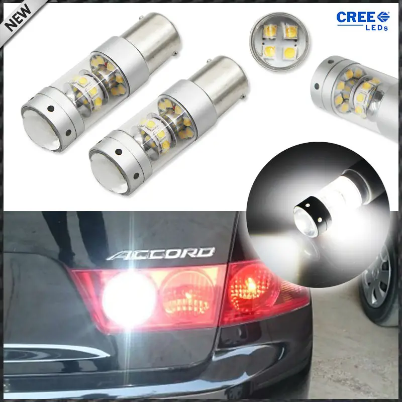 6000K Xenon White CRE'E 1156 7506 S25 BA15s 21W LED Replacement Bulbs For DRL, Backup Lights Lamps