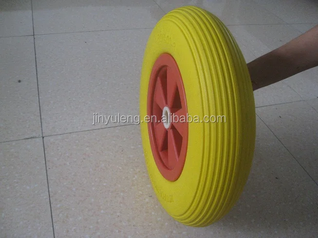 16 inch Prevent rust prevent puncture Solid PU wheel with plastic rim 4.00-8