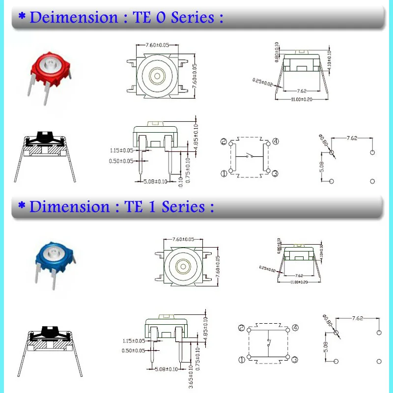 Subminiature IP67 Waterproof SMD Tact Switch with Cap