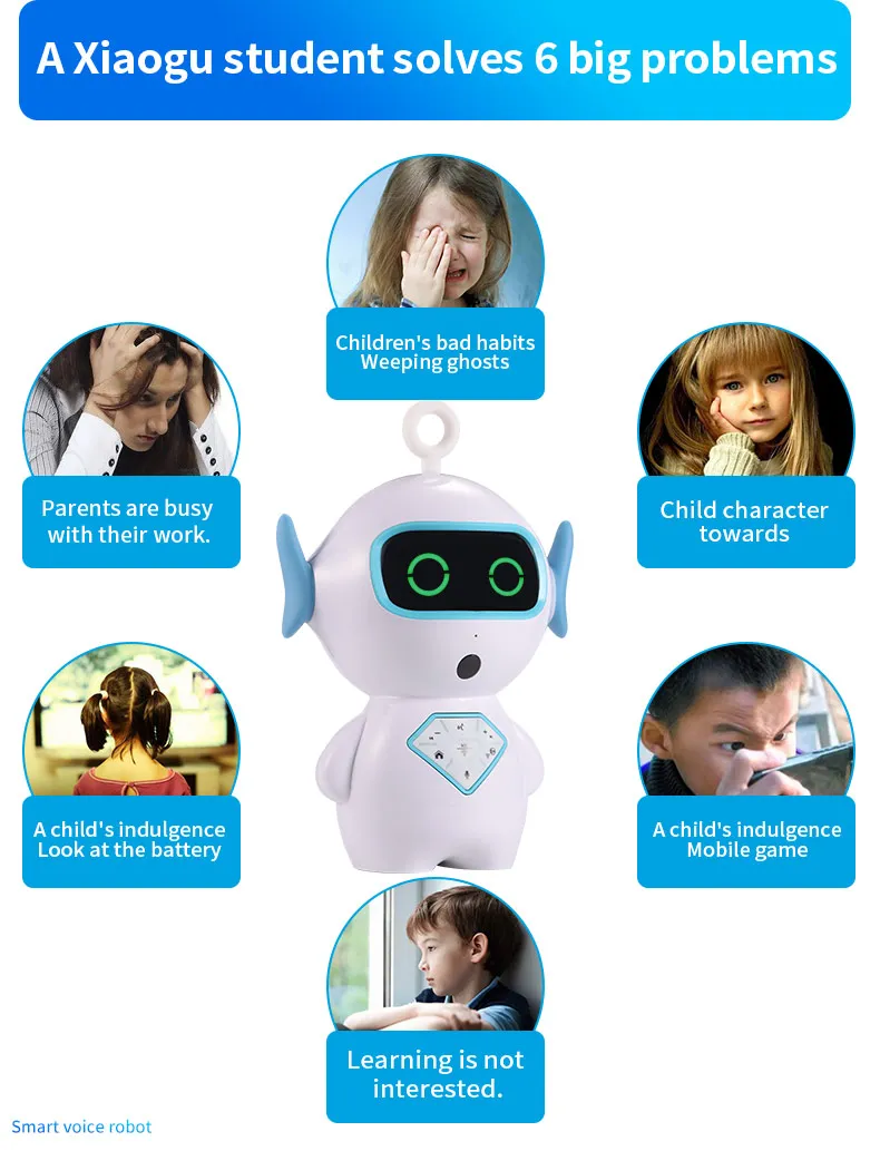 Cute design white educational robot for children