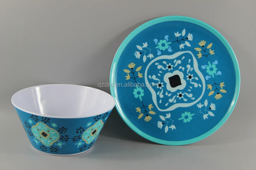 Custom Print Melamine Plate And Bowl Set