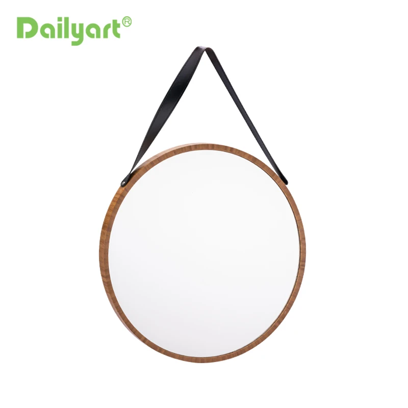Modern Home Decorative Bamboo Frame Wall Hanging Vanity Round Bathroom