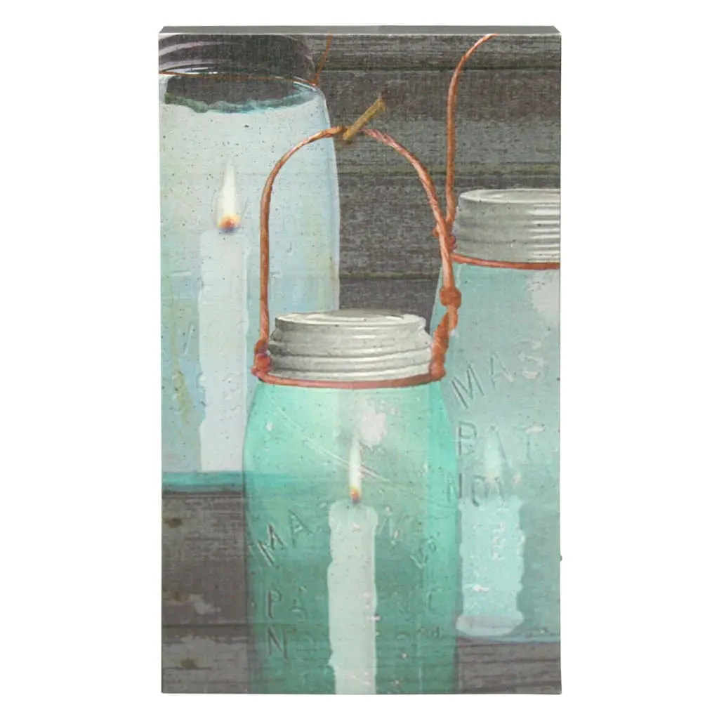 Ohio Wholesale 36985 - 16-1/2" x 10" x 1-1/2" - "Canning Jar Candles" Battery Operated LED Lighted Canvas (Batteries Not Included)