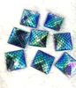 22x22mm square shape fish skin resin beads sewing on lady garment flatback rhinestone hot glue fix on women shoes hot selling