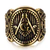 Wholesale Gold Plated ring stainless steel big heavy chunky masonic men's rings