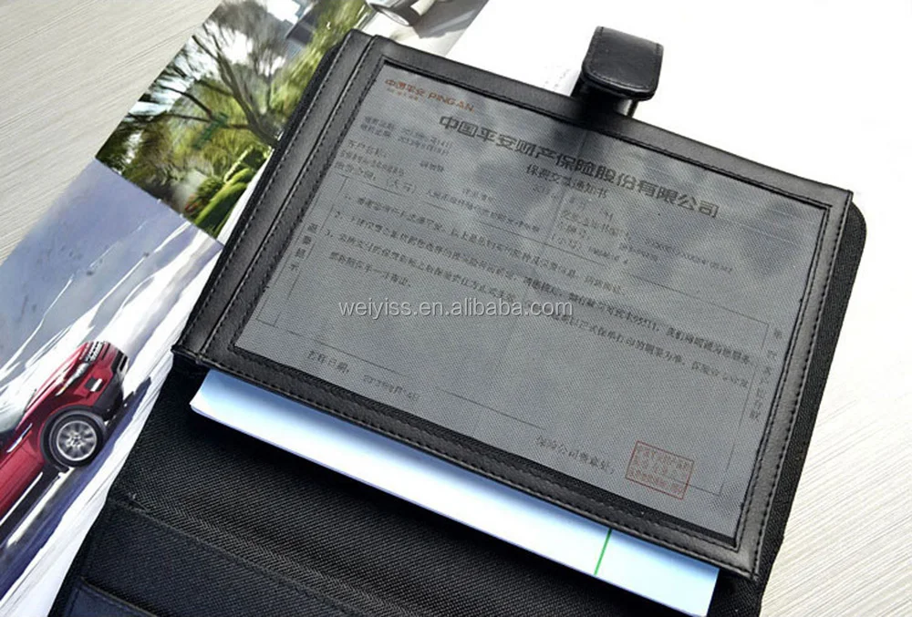 High Quality Pu Leather Car Manual Holder,Auto Car Document Bag For