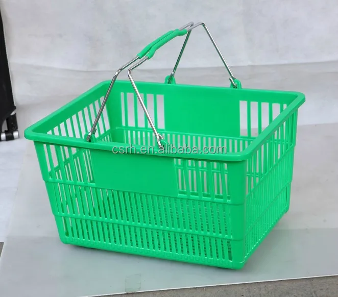 22l Double Metal Handle Plastic Carry Shopping Basket Best Selling