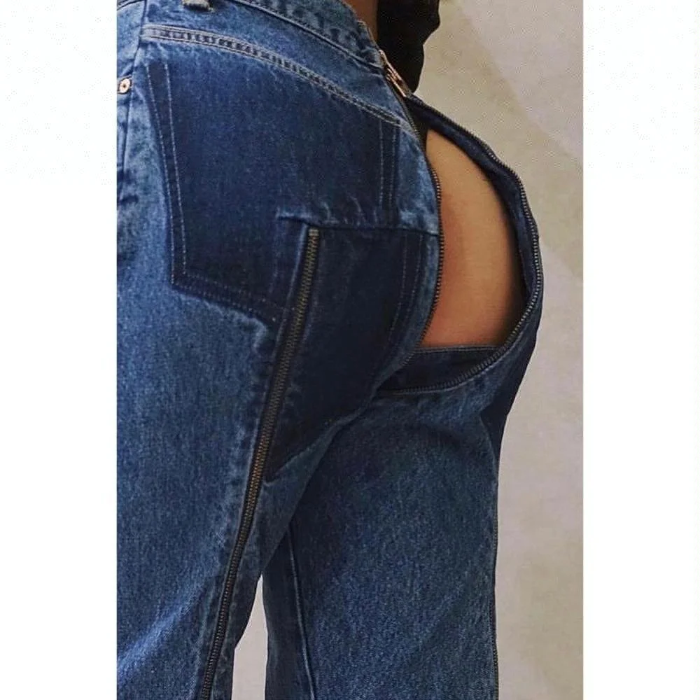 Royal Wolf Denim Crotch Zipper Jeans Factory Women Trend Front To Back ...