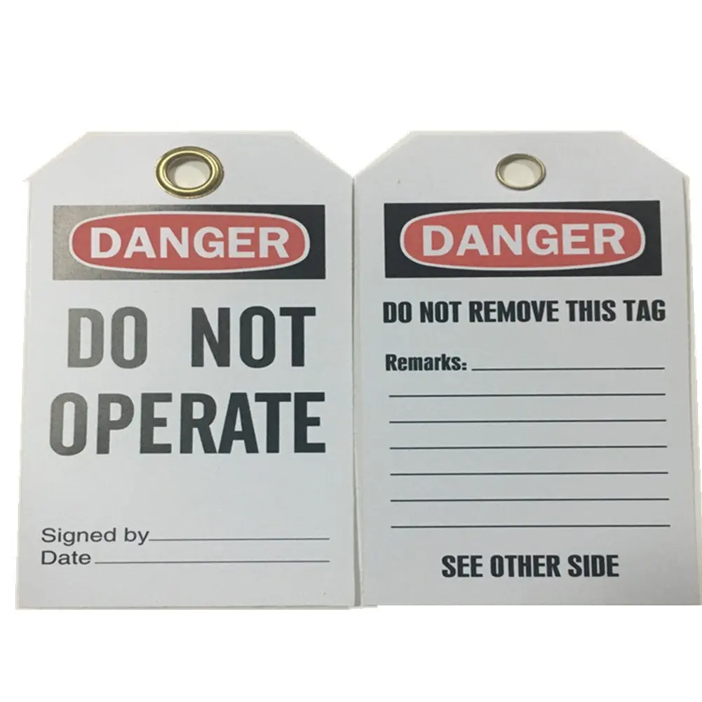 NMC RPT3DANGER Pack of 25 DO NOT OPERATE ELECTRICIANS AT WORK Accident Prevention Tag Black/Red on White Red 6 Height Unrippable Vinyl 3 Length 6 Height 3 Length