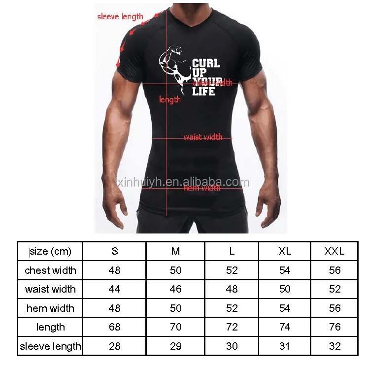 compression shirt size chart