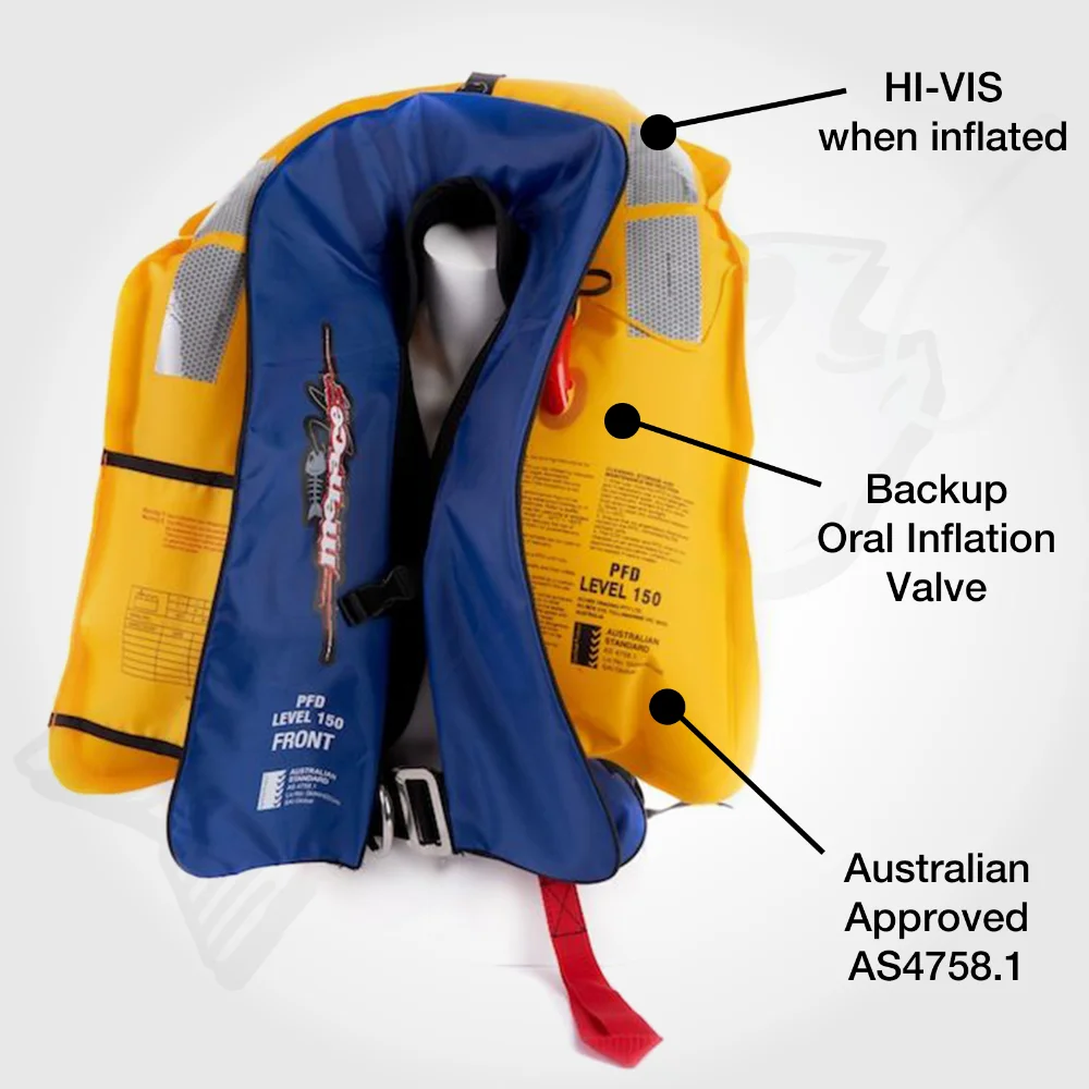 Australian Standard As4758.1 Level 150 Inflatable Life Vest - Buy 