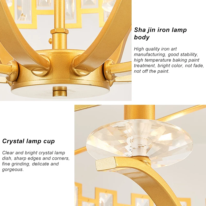Luxury post-modern k9 crystal pendant lamp hanging chandelier light