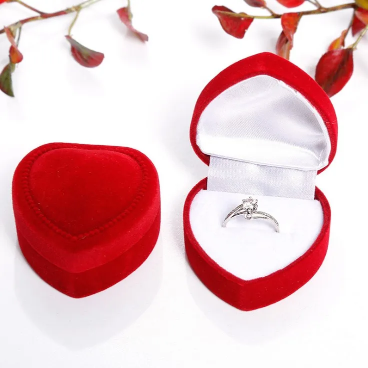 10 X Velvet Cover Red Heart Shaped Jewelry Box Ring Show Display Storage Gift XF 
