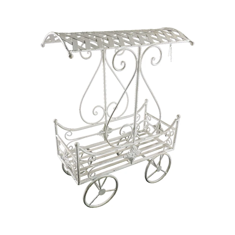 Wrought Iron Garden Flower Plant Stand Pots Wedding Carriage Decoration ...
