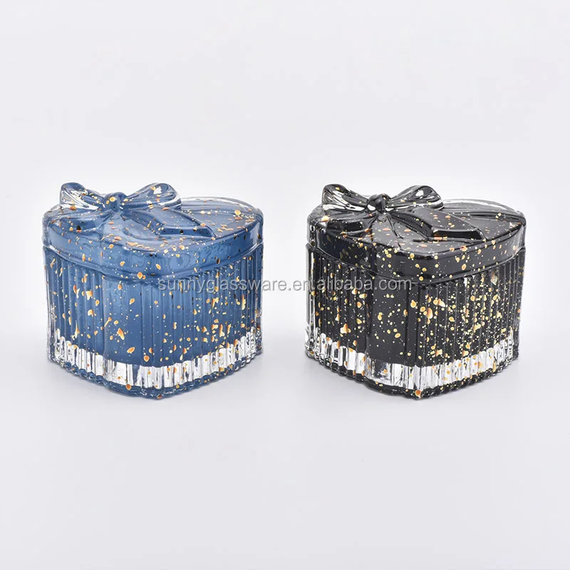 luxury glass heat shaped 4 oz candle jars with bowknot lid