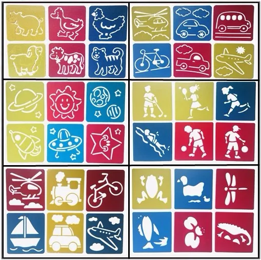 Tipo de plástico 5 Arte Stencils Plantillas Set Para Niños Dibujo Paquete de 6 funnuy