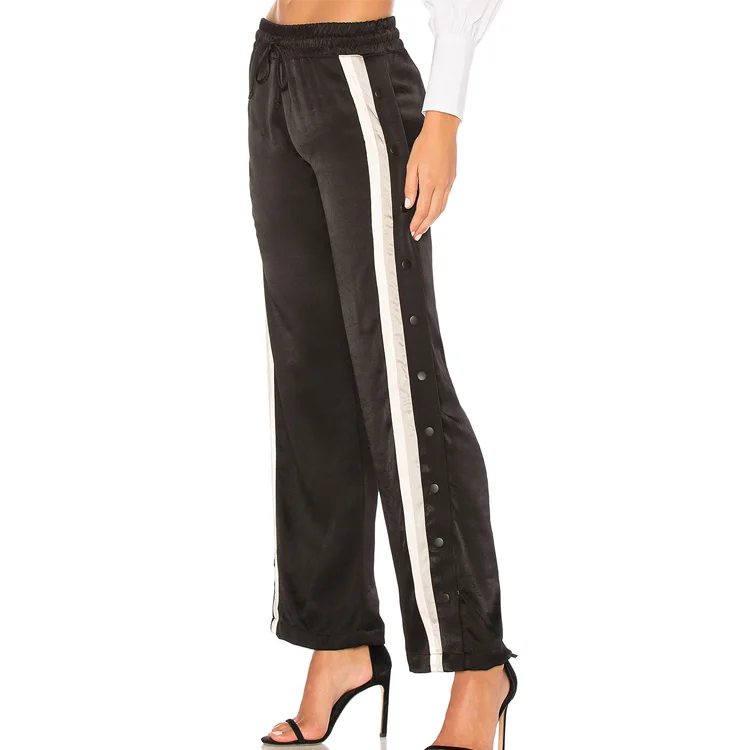 Yl Oem Custom Cheap New Designs Fashion Women Black Track Pants With