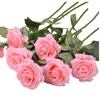 Artificial flower red single true touch roses for home decor