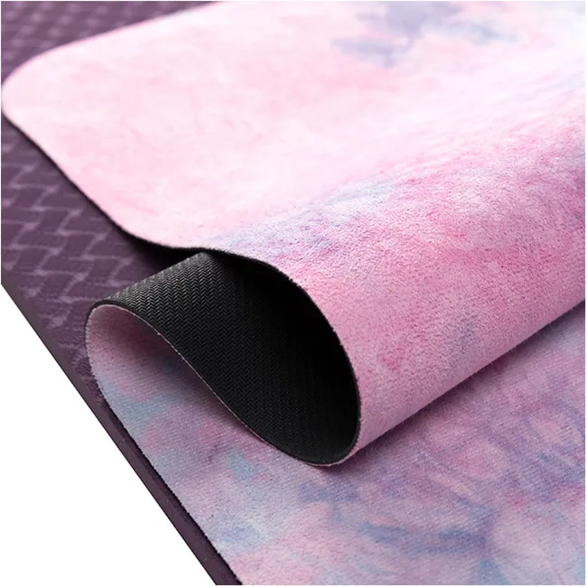 Tigerwings high quality anti slip folding suede rubber yoga mat with custom print