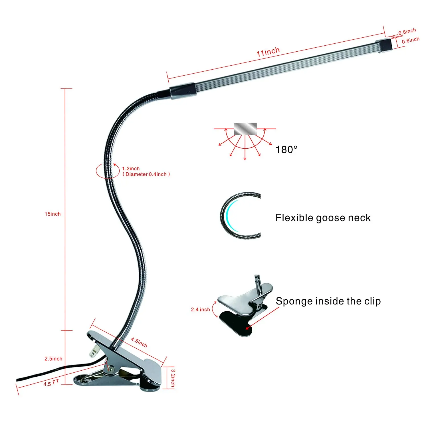 8w Led Usb Desk Lamp Bedside Reading Book Light 3 Color Temperature ...