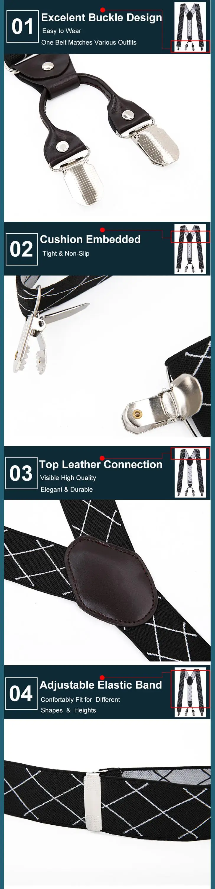 Oem Custom Printed Suspenders For Men Y Style Very Strong Clips