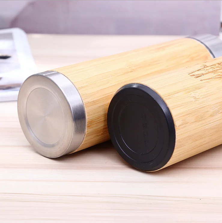 Eco-friendly Creative Bamboo Thermos Cup Stainless Steel Bottle ...