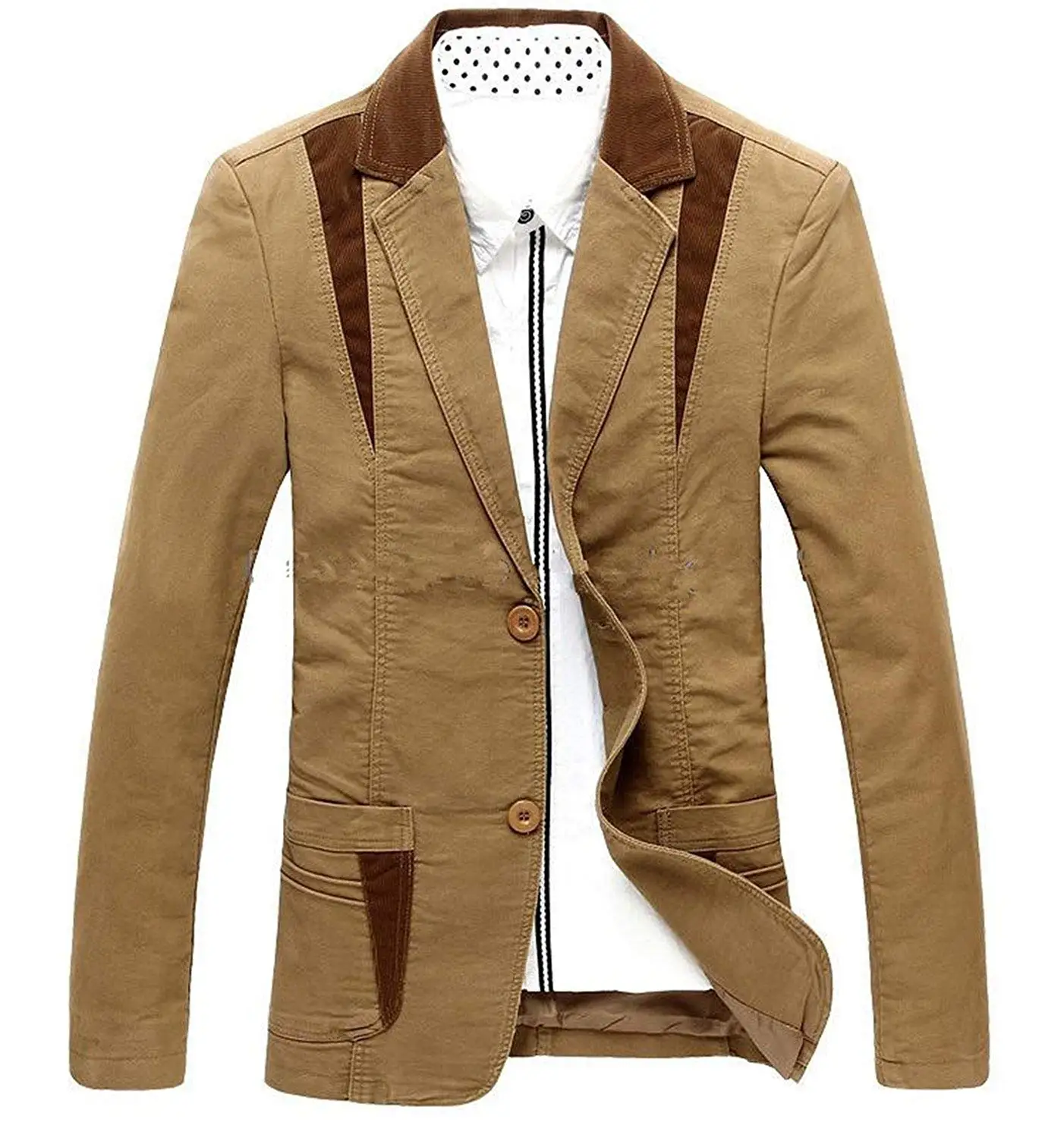 INMONARCH Mens Slim fit Casual Tan Corduroy Blazer Sport Jacket Coat Two Button SB42