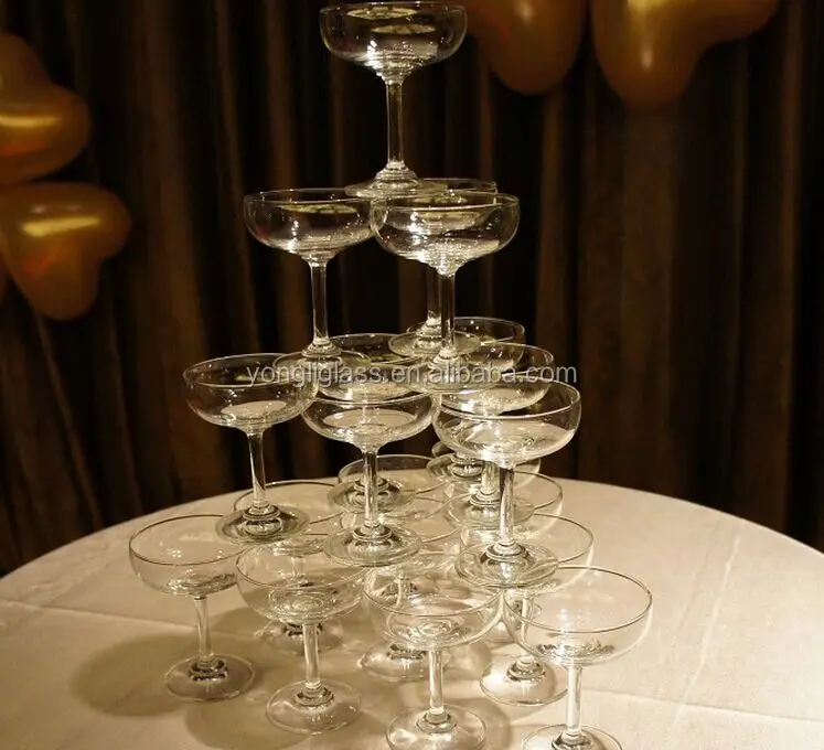 Wholesale bulk champagne glasses,crystal champagne coupes for champagne tower