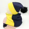 New style warm winter scarf lady colorful wool knitted beanie hats with fur pompom and scarf set