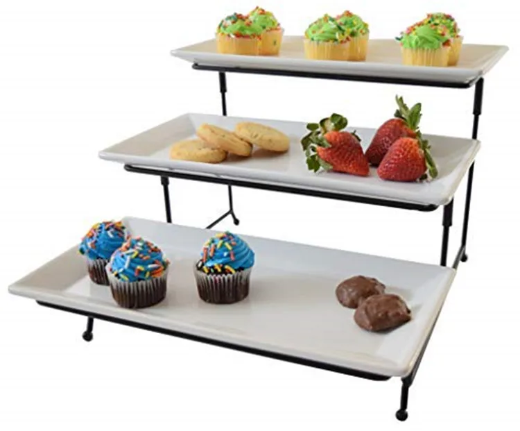 3 tier serving tray cake stand dessert tray food server display rack cheap porcelain white plates