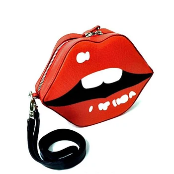 Pop De Dibujos Animados Labios Mini Bolsa De Moda Boca Zip Bolsa