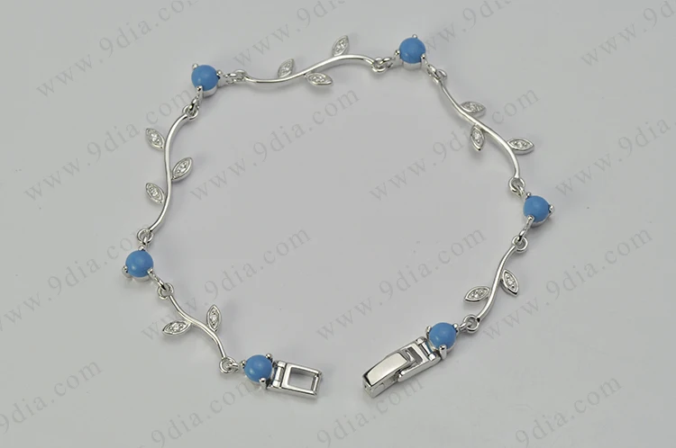 Simple 925 Sterling Silver Bracelet Design With Gemstone Fashion Simple 925 Sterling Silver Bracelet Design With Gemstone Fashion