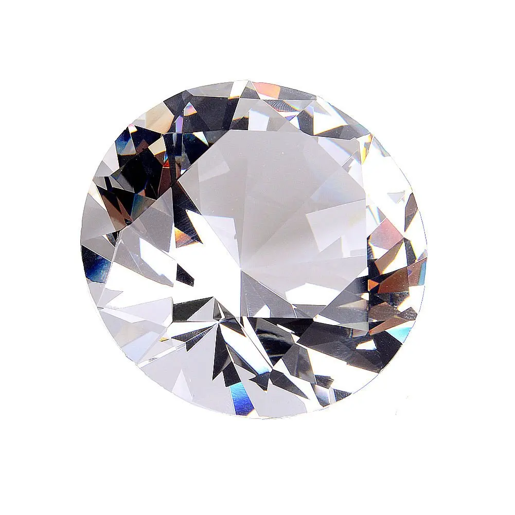 60MM Clear Glass Crystal Diamond Shaped Paperweight, Wedding Table Decoration, Wedding Favors, Home Decor, Valentine's Day Gift - Comes in a Nice Gift Box (2.36")