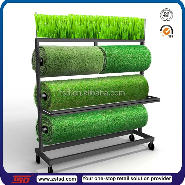 Custom Retail Shop Metal Turf Grass Sample Display Shelf Rack