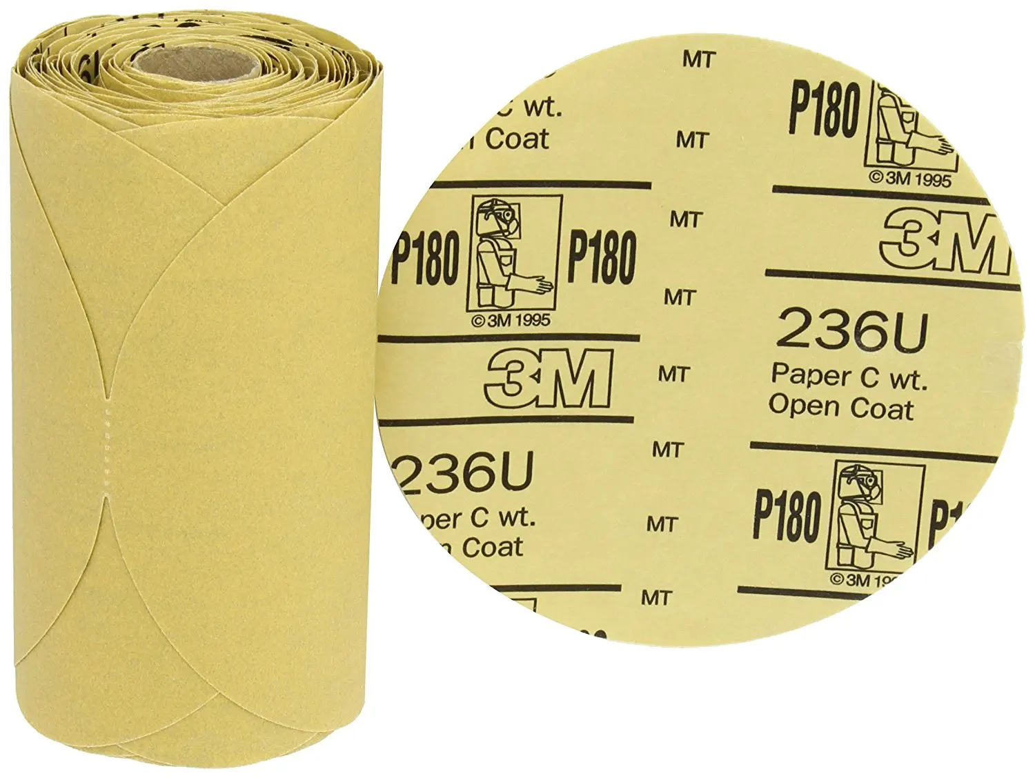 6 Holes Pack of 1 TM P120 Grit Attachment Paper D//F Disc Roll 236U PSA 3M C-Weight 6 Diameter Stikit Aluminum Oxide TM Gold Pressure-Sensitive Adhesive