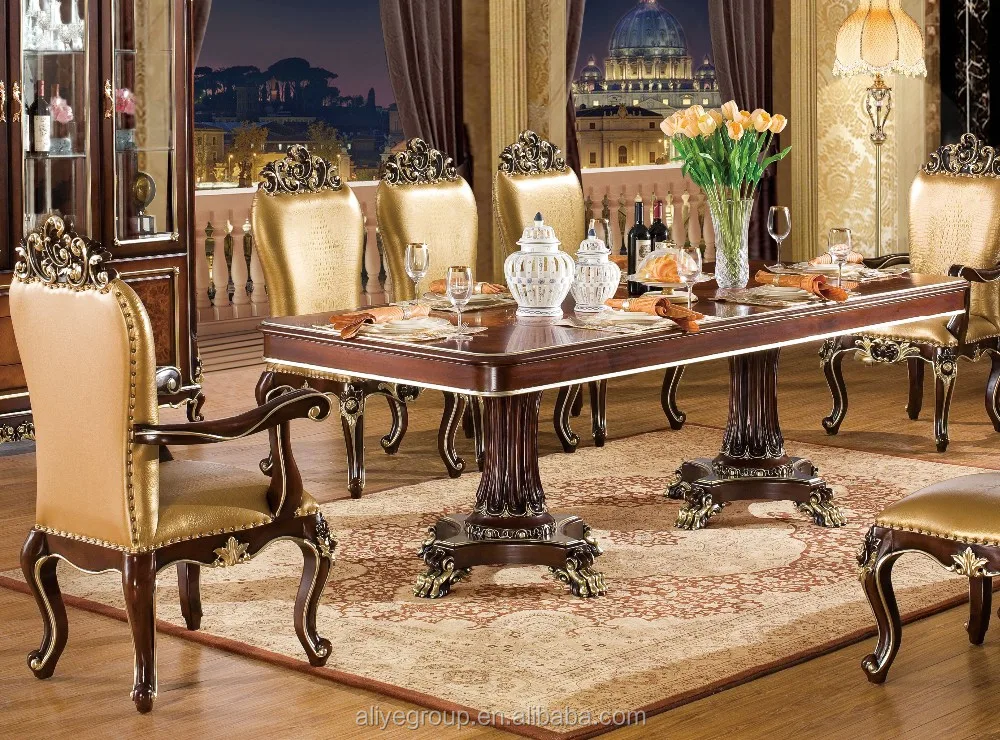 Tyx605 1 Luxury Dining Table Set With Chair Gold Colour Design