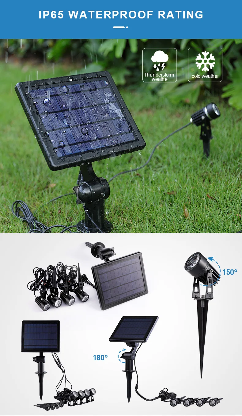 4 Head Solar Power Spotlight IP65 Waterproof Narrow Beam Led Solar Spot Garden Light Outdoor