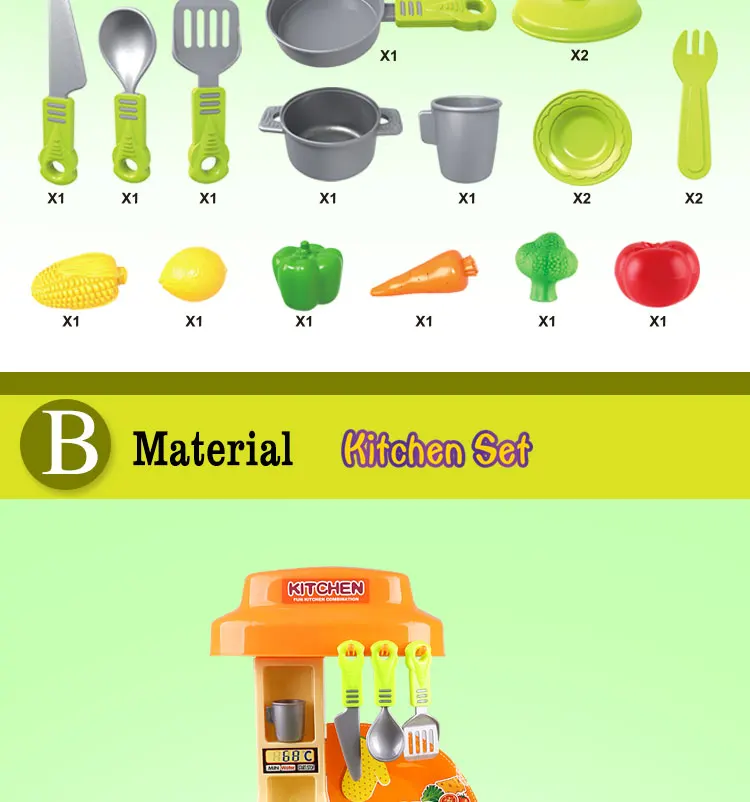 Nukied Child Role Play Little Chef Food Set Kitchen Toy With Big