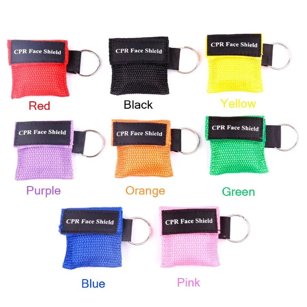50 Pack CPR Face Shield Keychains - Pocket-Sized Barrier Masks In 5 Assorted Colors (URS-005)