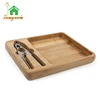 Natural Walnut Nut Bamboo Serving Tray with Cracker Holder